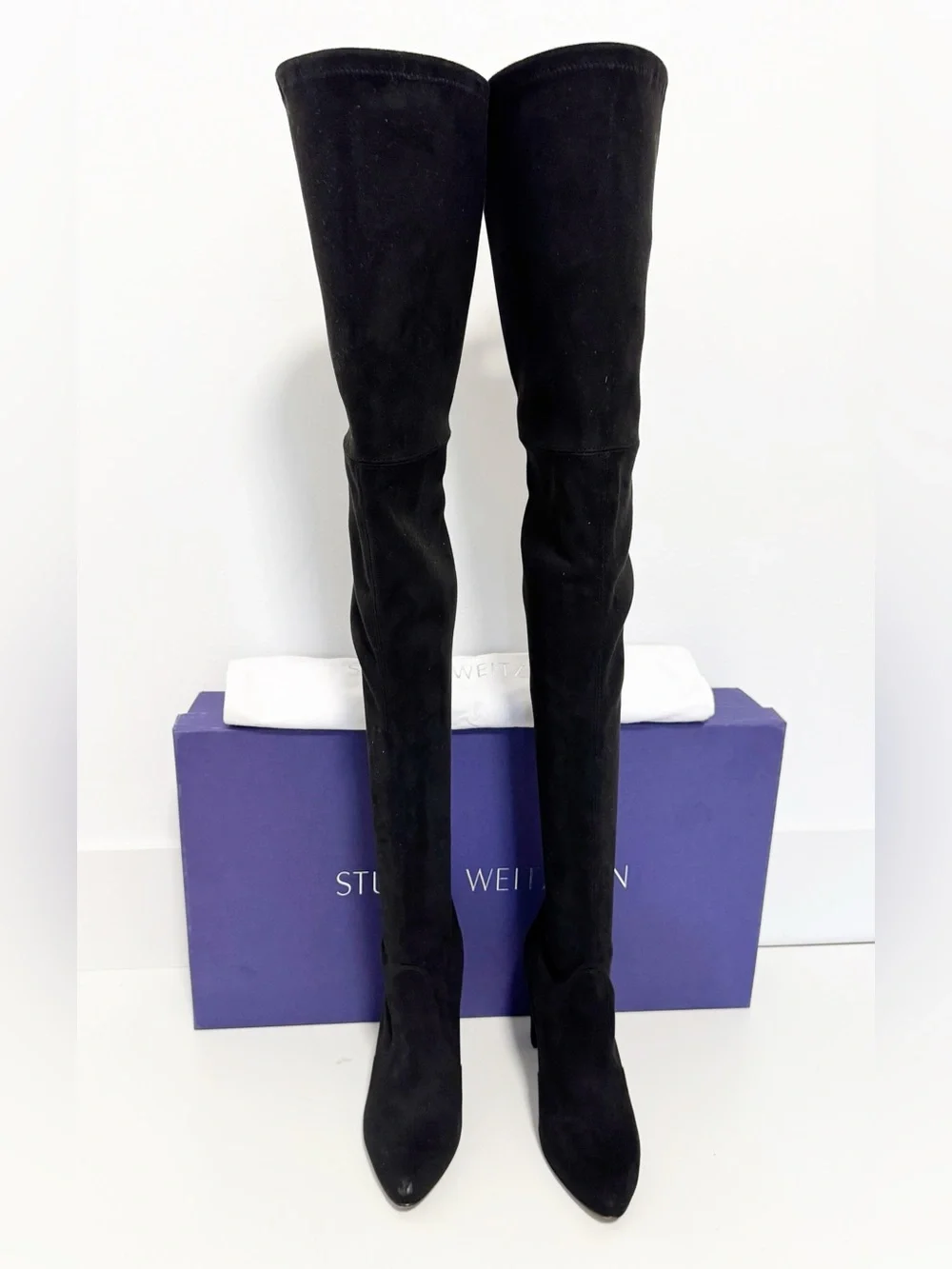 Stuart Weitzman Boots Alllegs Noir Ultrastretch Thigh High Boots Size 38.5